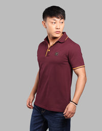 Wine Half Sleeve Pique Polo Tee