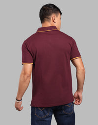 Wine Half Sleeve Pique Polo Tee
