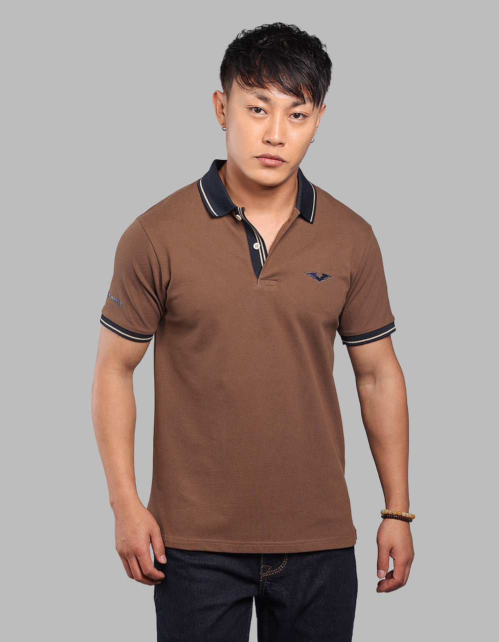 Coffee Brown Half Sleeve Pique Polo Tee