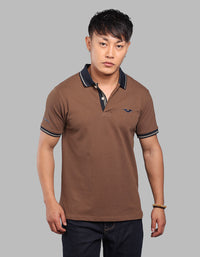 Coffee Brown Half Sleeve Pique Polo Tee