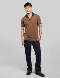 Coffee Brown Half Sleeve Pique Polo Tee
