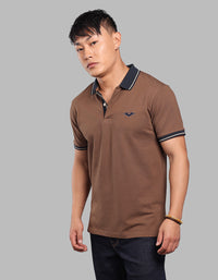 Coffee Brown Half Sleeve Pique Polo Tee