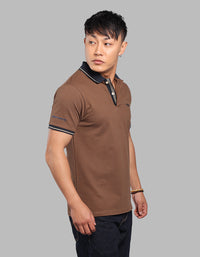 Coffee Brown Half Sleeve Pique Polo Tee