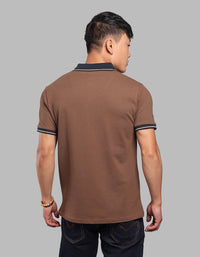 Coffee Brown Half Sleeve Pique Polo Tee