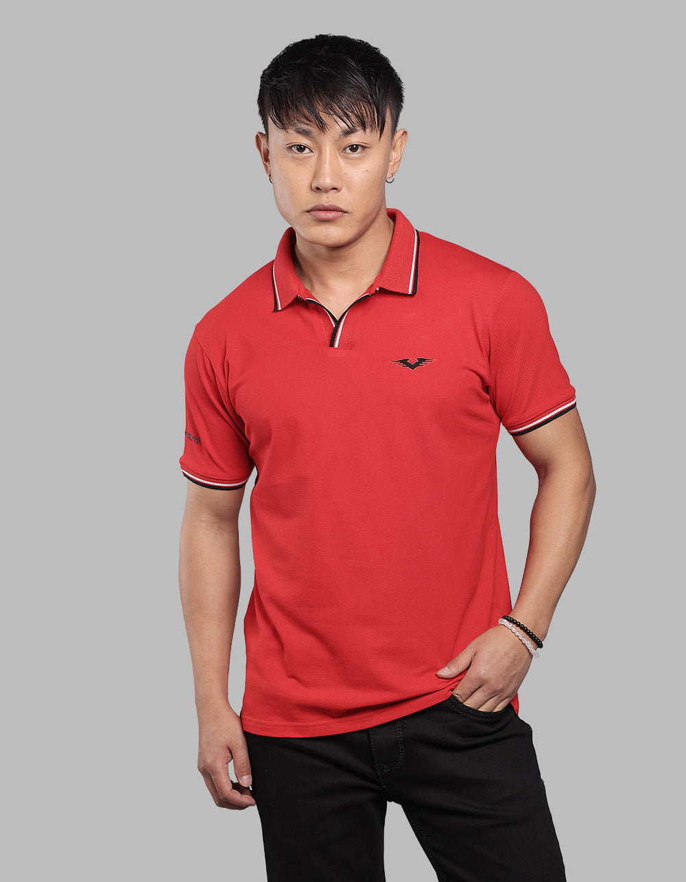 Red Half Sleeve Pique Polo Tee