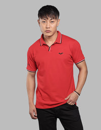 Red Half Sleeve Pique Polo Tee