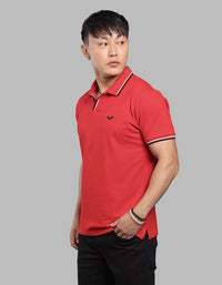 Red Half Sleeve Pique Polo Tee