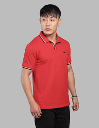 Red Half Sleeve Pique Polo Tee