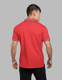 Red Half Sleeve Pique Polo Tee