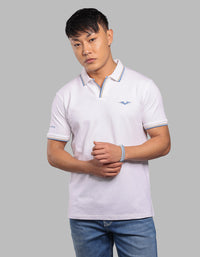 White Half Sleeve Pique Polo Tee