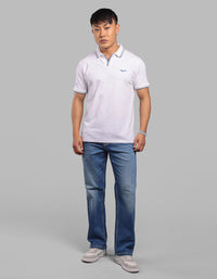 White Half Sleeve Pique Polo Tee