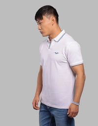 White Half Sleeve Pique Polo Tee