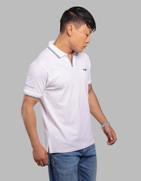 White Half Sleeve Pique Polo Tee