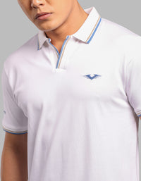 White Half Sleeve Pique Polo Tee