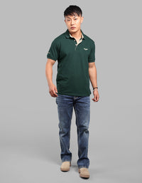 Bottle Green Half Sleeve Pique Polo Tee