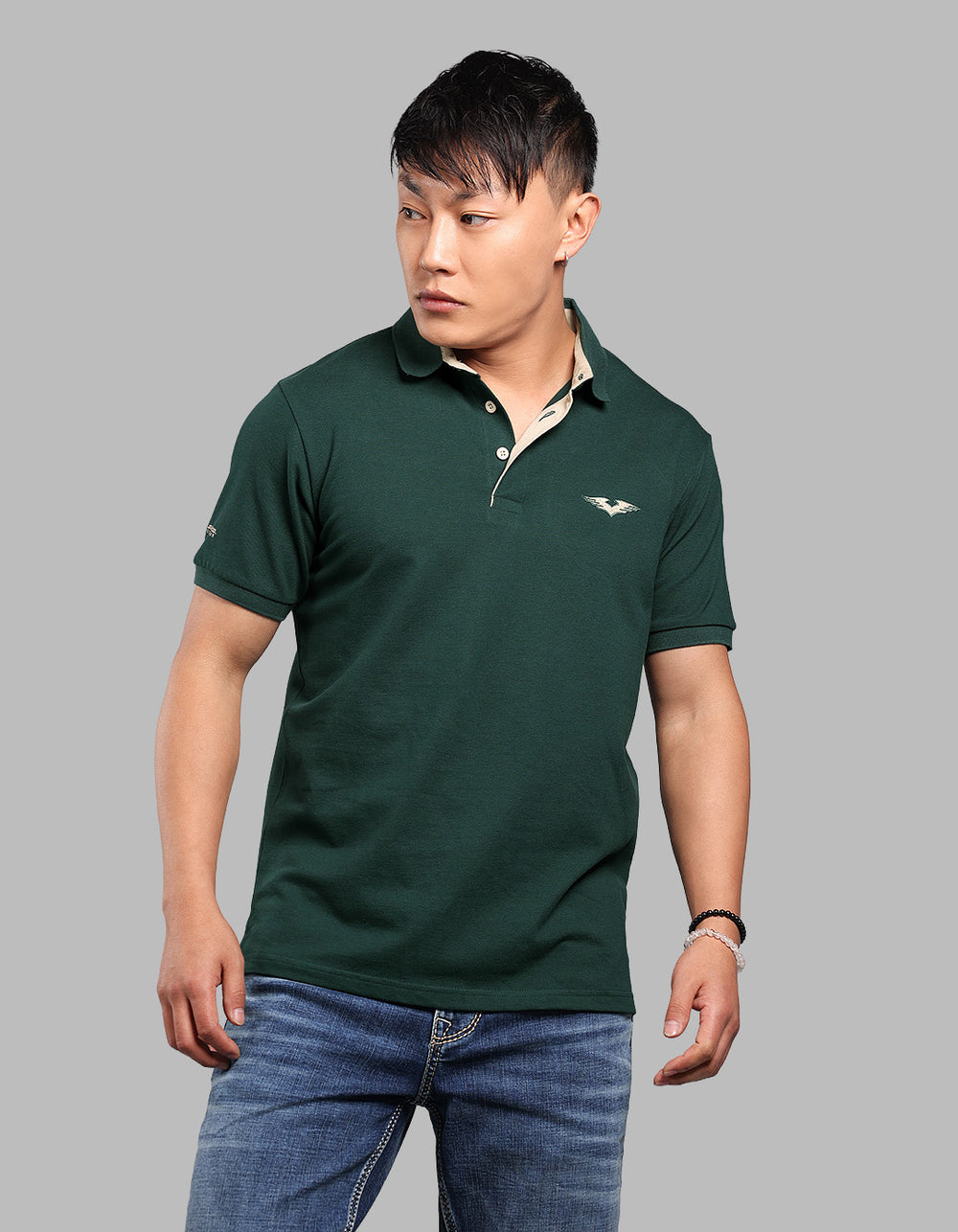 Bottle Green Half Sleeve Pique Polo Tee
