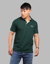 Bottle Green Half Sleeve Pique Polo Tee