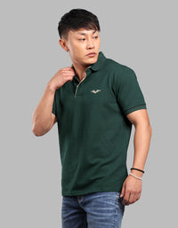 Bottle Green Half Sleeve Pique Polo Tee