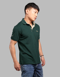 Bottle Green Half Sleeve Pique Polo Tee