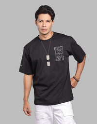 Black Half Sleeve Oversize Tee