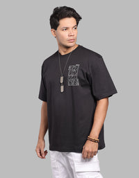 Black Half Sleeve Oversize Tee