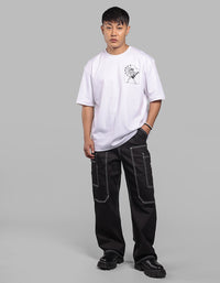 White Half Sleeve Oversize Tee
