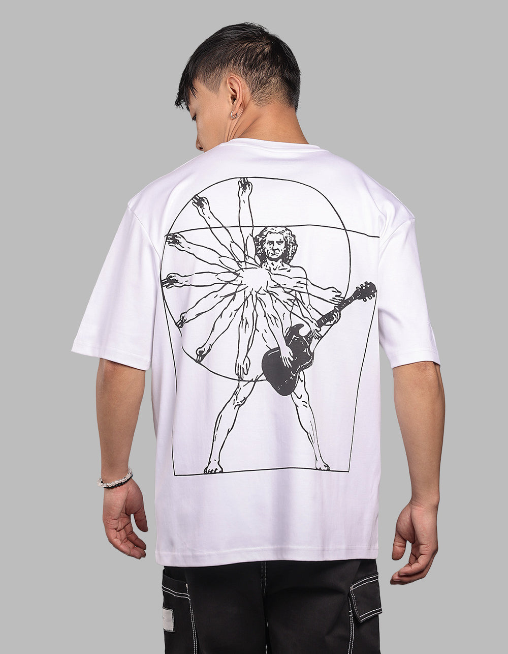 White Half Sleeve Oversize Tee