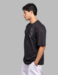 Black Half Sleeve Oversize Tee