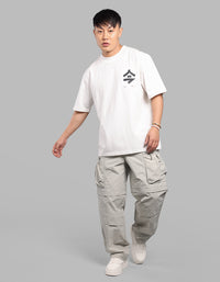 Cream Half Sleeve Oversize Tee