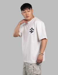 Cream Half Sleeve Oversize Tee