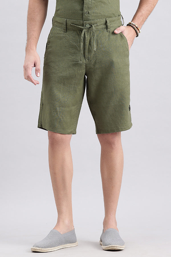 Olive Linen Short (Slim Relaxed Fit)