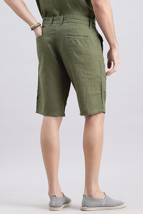 Olive Linen Short (Slim Relaxed Fit)