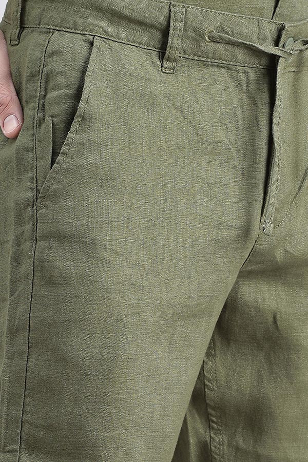Olive Linen Short (Slim Relaxed Fit)