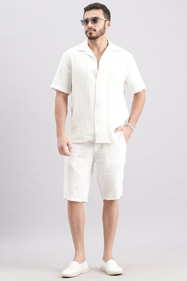 White Linen Short (Slim Relaxed Fit)