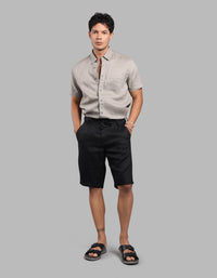 Jet Black 100% Linen Short