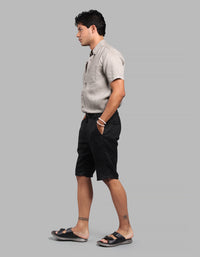 Jet Black 100% Linen Short