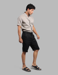 Jet Black 100% Linen Short