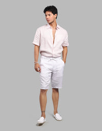 White 100% Linen Short