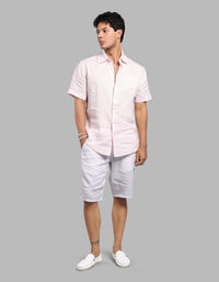 White 100% Linen Short