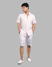 White 100% Linen Short