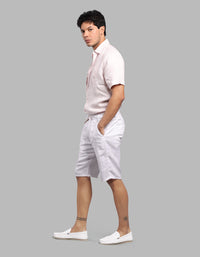 White 100% Linen Short