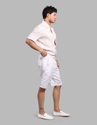 White 100% Linen Short