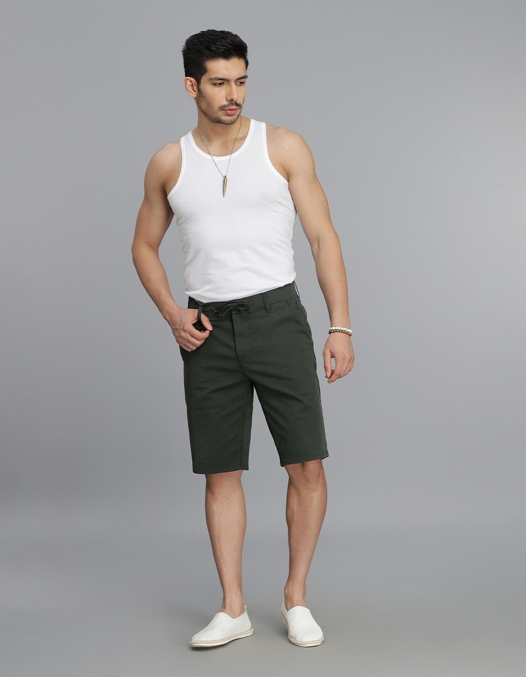 Dark Military Green Chino Short