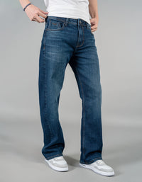Dk Blue 5 Pocket Midrise Loose Fit Jeans