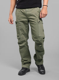 Olive Comfort Straight Fit Stretch Cargo Pants