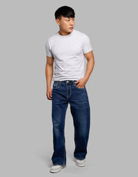 Medium Blue Midrise Loose Fit Stretch Jeans