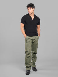 Olive Comfort Straight Fit Stretch Cargo Pants