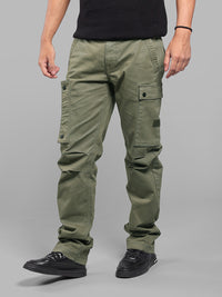Olive Comfort Straight Fit Stretch Cargo Pants