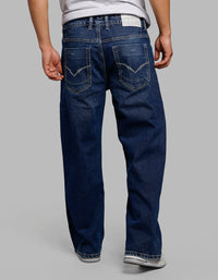 Medium Blue Midrise Loose Fit Stretch Jeans