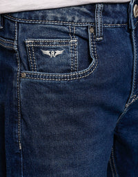 Medium Blue Midrise Loose Fit Stretch Jeans